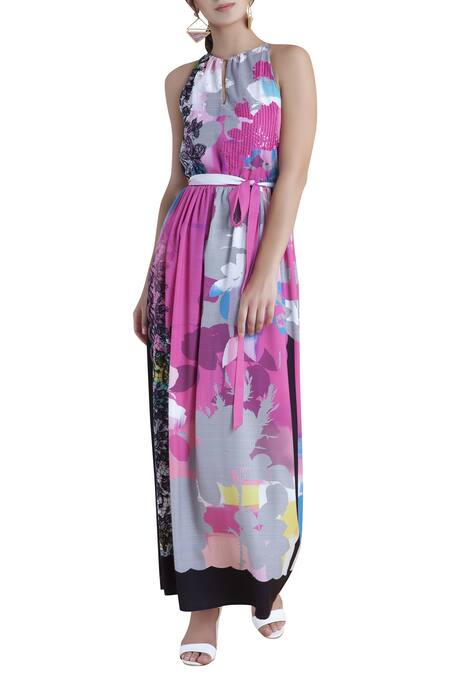 Buy_Pankaj & Nidhi_Multi Color Embroidered Floral Dress _Online_at_Aza_Fashions