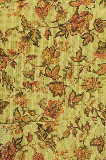 Nazaakat By Samara Singh_Yellow Floral Printed Anarkali Kurta_at_Aza_Fashions