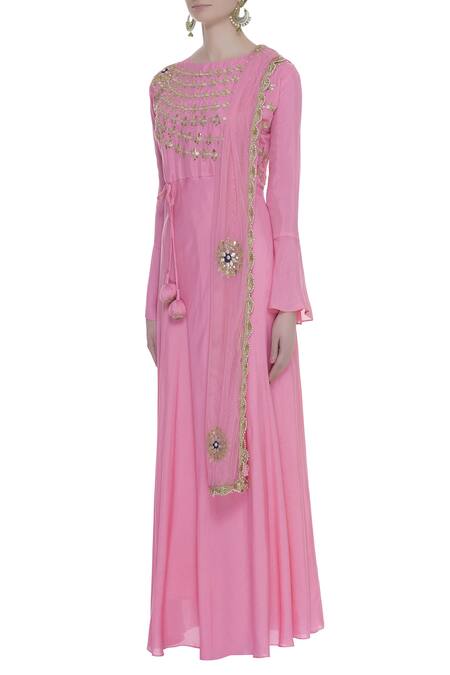 Buy_Nazaakat By Samara Singh_Pink Embroidered Kurta With Dupatta_Online_at_Aza_Fashions