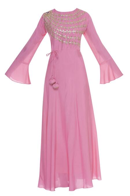 Shop_Nazaakat By Samara Singh_Pink Embroidered Kurta With Dupatta_Online_at_Aza_Fashions