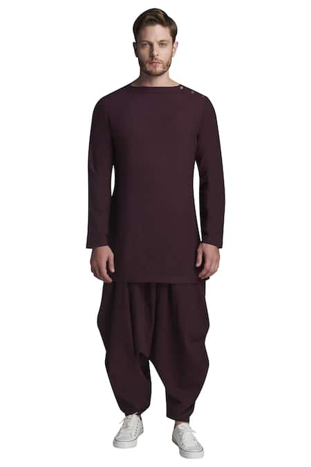 Buy_Gram Of Ink_Purple Cotton Pintuck Kurta With Patiala_Online_at_Aza_Fashions