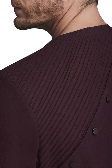 Gram Of Ink_Purple Cotton Pintuck Kurta With Patiala_at_Aza_Fashions