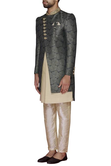Arihant Rai Sinha Beige Layered Sherwani Set Online at Aza Fashions Arihant Rai Sinha_Beige Layered Sherwani Set_Online_at_Aza_Fashions