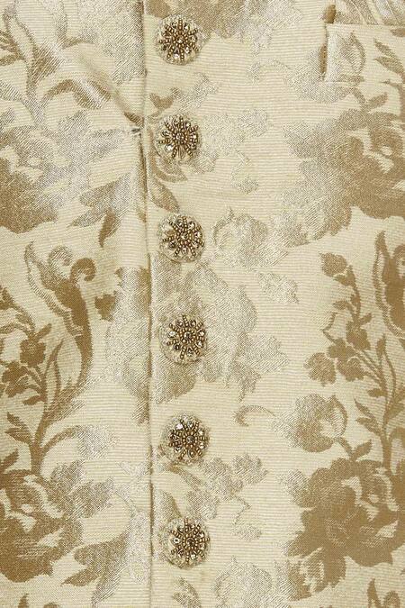 Arihant Rai Sinha_Beige Embroidered Sherwani Set_at_Aza_Fashions