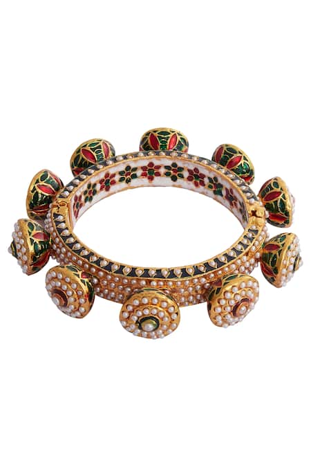 Just Shradhas Gold Plated Beads, Metallic Thread Meenakari Bangles Online at Aza Fashions Just Shradhas_Gold Plated Beads, Metallic Thread Meenakari Bangles_Online_at_Aza_Fashions