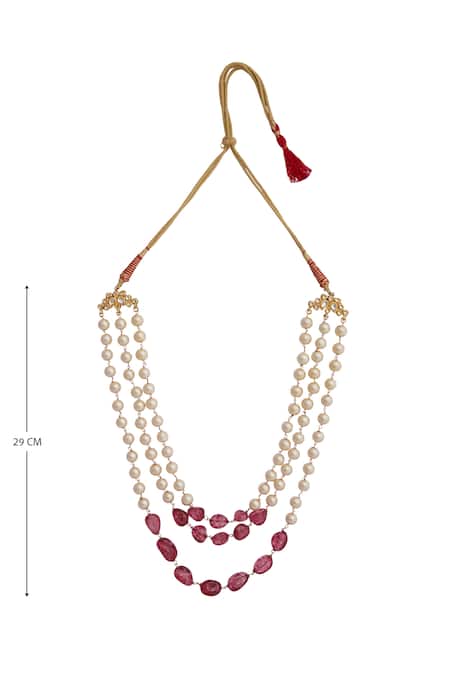 Just Shradhas_Gold Plated Layered Bead Necklace _Online_at_Aza_Fashions