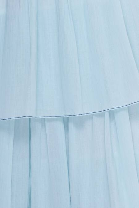 Ankita_Blue Layered Tie Up Neck Dress_at_Aza_Fashions