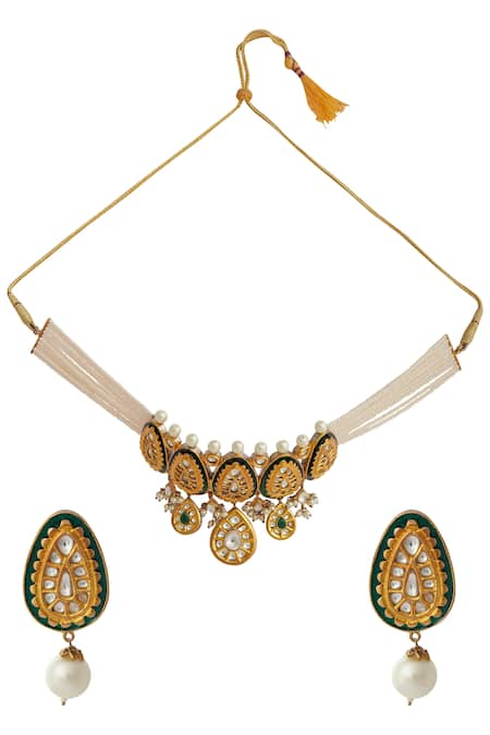 Zevar by Geeta Gold Plated Kundan Choker Set