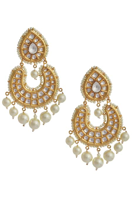 Zevar by Geeta Gold Plated Kundan And Bead Earrings