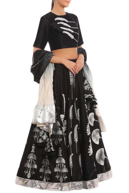 Masaba Black Printed Lehenga Set Online at Aza Fashions Masaba_Black Printed Lehenga Set_Online_at_Aza_Fashions