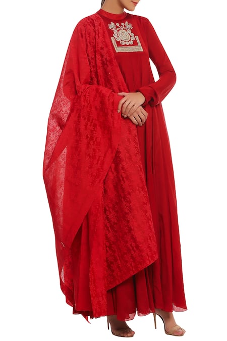 Masaba_Embroidered Anarkali With Dupatta_Online_at_Aza_Fashions