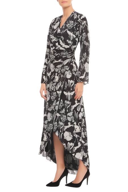 Masaba Black Printed Dress With Shrug Online at Aza Fashions Masaba_Black Printed Dress With Shrug_Online_at_Aza_Fashions