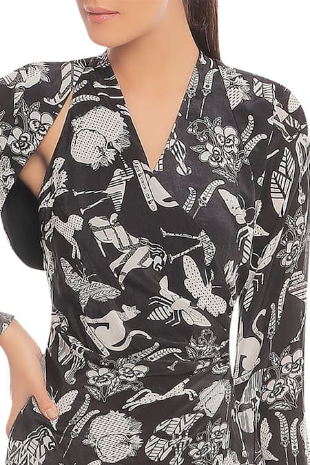 Buy Masaba Black Printed Dress With Shrug Online at Aza Fashions Buy_Masaba_Black Printed Dress With Shrug_Online_at_Aza_Fashions
