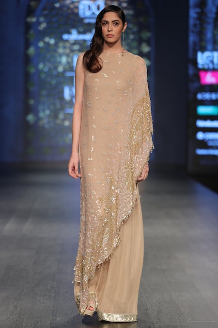 Rabani & Rakha Embellished Cape Gown 