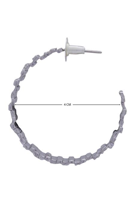 Shop_Flower Child By Shaheen Abbas_Silver Plated Textured Circular Earrings_Online_at_Aza_Fashions