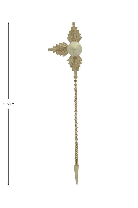 Shop_Flower Child By Shaheen Abbas_Gold Plated Textured Earrings_Online_at_Aza_Fashions