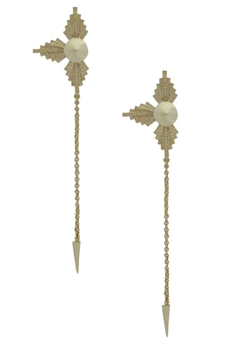 Flower Child by Shaheen Abbas Gold Plated Textured Earrings