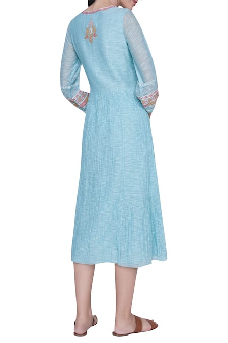 Shop Grassroot By Anita Dongre Embroidered Flared Dress at Aza Fashions Shop_Grassroot By Anita Dongre_Embroidered Flared Dress_at_Aza_Fashions