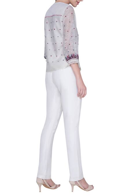 Shop Grassroot By Anita Dongre Floral Embroidered Top at Aza Fashions Shop_Grassroot By Anita Dongre_Floral Embroidered Top_at_Aza_Fashions