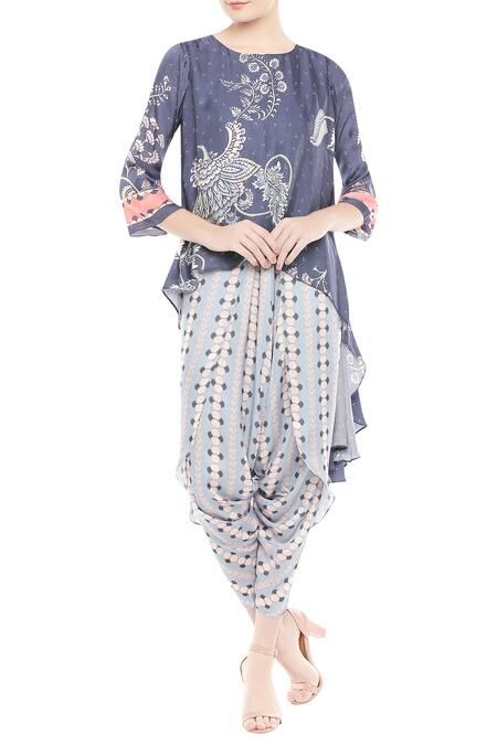 Soup by Sougat Paul Blue Round Printed Dhoti Jumpsuit 