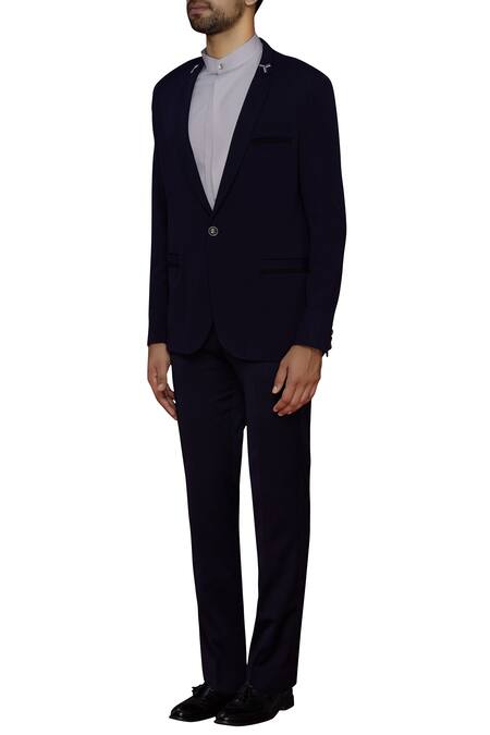 Wyci Blue Blazer Jacket With Embroidery Online at Aza Fashions Wyci_Blue Blazer Jacket With Embroidery_Online_at_Aza_Fashions