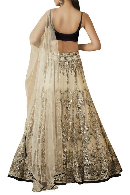 Shop Tarun Tahiliani Black Embroidered Lehenga Set at Aza Fashions Shop_Tarun Tahiliani_Black Embroidered Lehenga Set_at_Aza_Fashions