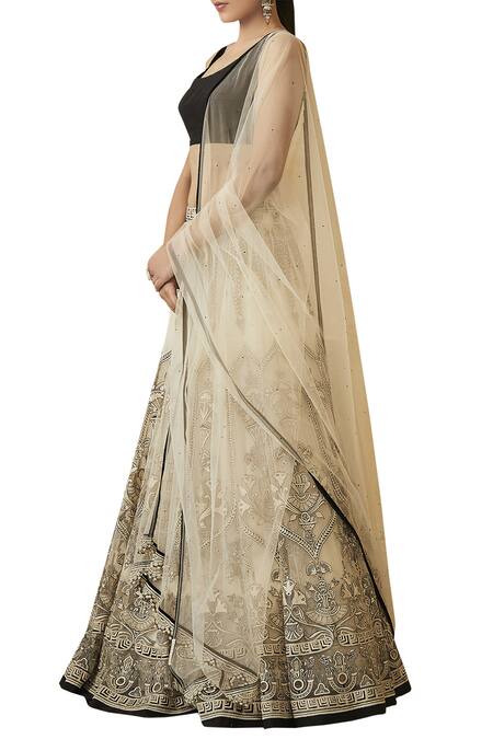 Tarun Tahiliani Black Embroidered Lehenga Set Online at Aza Fashions Tarun Tahiliani_Black Embroidered Lehenga Set_Online_at_Aza_Fashions