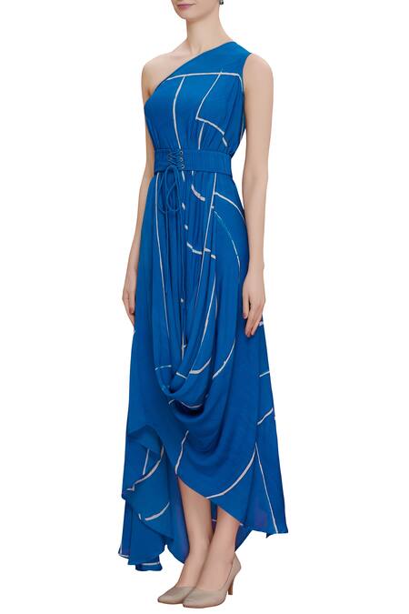 Buy Vedika M Blue Printed Dress Online at Aza Fashions Buy_Vedika M_Blue Printed Dress _Online_at_Aza_Fashions