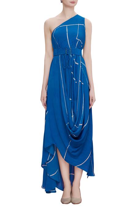 Shop Vedika M Blue Printed Dress Online at Aza Fashions Shop_Vedika M_Blue Printed Dress _Online_at_Aza_Fashions