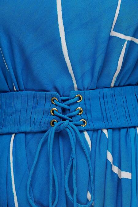 Vedika M Blue Printed Dress at Aza Fashions Vedika M_Blue Printed Dress _at_Aza_Fashions