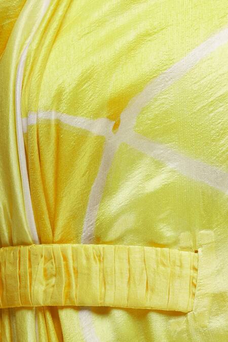 Vedika M Yellow One Shoulder Cowl Draped Dress at Aza Fashions Vedika M_Yellow One Shoulder Cowl Draped Dress _at_Aza_Fashions