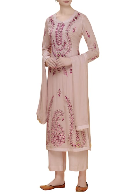 Shyam Narayan Prasad Pink Embroidered Kurta Set