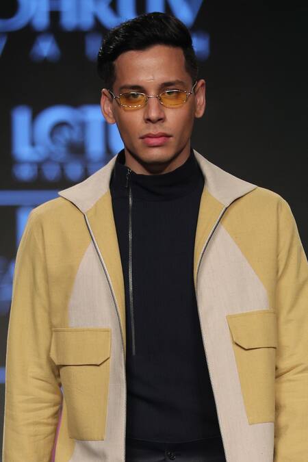 Dhruv Vaish Blue Zippered T-shirt With Pant And Jacket Online at Aza Fashions Dhruv Vaish_Blue Zippered T-shirt With Pant And Jacket_Online_at_Aza_Fashions