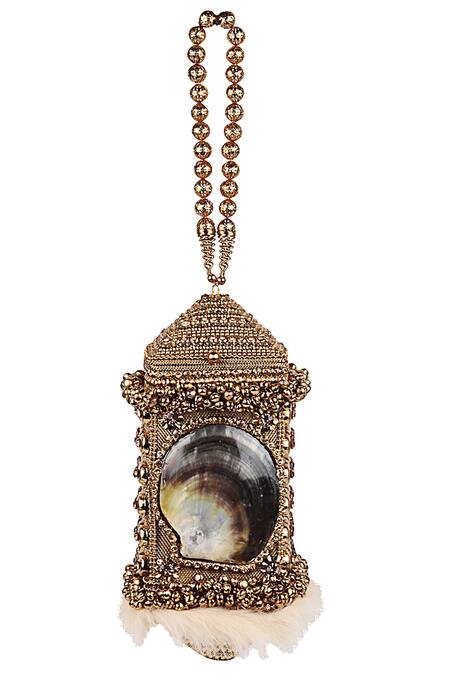 Puneet Gupta Gold Swarovski Bead Embellished Potli Bag Online at Aza Fashions Puneet Gupta_Gold Swarovski Bead Embellished Potli Bag_Online_at_Aza_Fashions