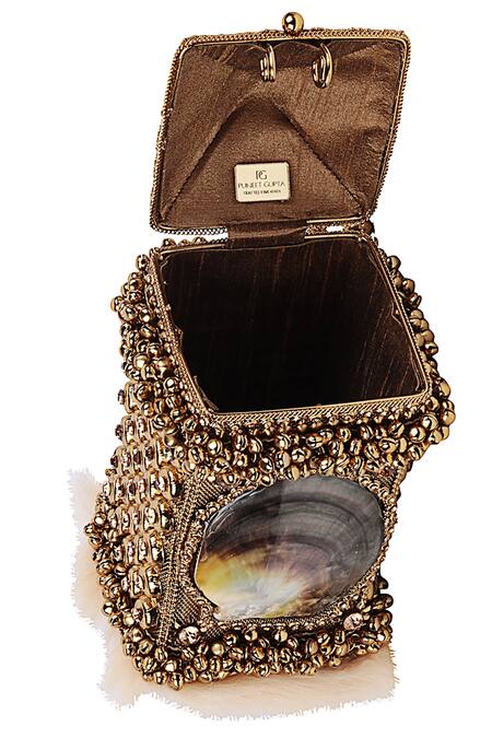 Puneet Gupta Gold Swarovski Bead Embellished Potli Bag at Aza Fashions Puneet Gupta_Gold Swarovski Bead Embellished Potli Bag_at_Aza_Fashions