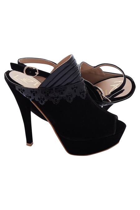 Nidhi Bhandari Black Laser Cut Peep Toes Online at Aza Fashions Nidhi Bhandari_Black Laser Cut Peep Toes_Online_at_Aza_Fashions