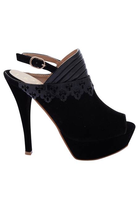 Buy Nidhi Bhandari Black Laser Cut Peep Toes Online at Aza Fashions Buy_Nidhi Bhandari_Black Laser Cut Peep Toes_Online_at_Aza_Fashions