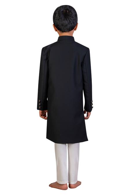 Shop Little Stars Black Sherwani Set at Aza Fashions Shop_Little Stars_Black Sherwani Set _at_Aza_Fashions