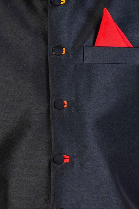 Buy_Little Stars_Black Sleeveless Nehru Jacket _Online_at_Aza_Fashions