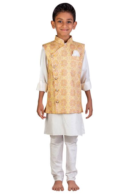 Little Stars Yellow Chakra Print Nehru Jacket