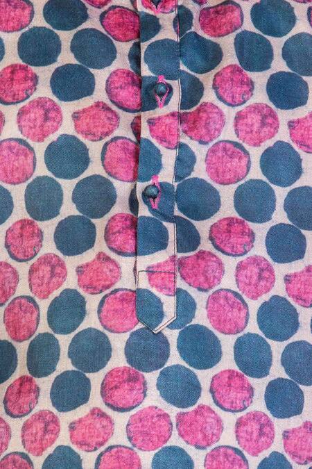 Buy_Little Stars_Blue Printed Kurta With Dhoti Pants _Online_at_Aza_Fashions