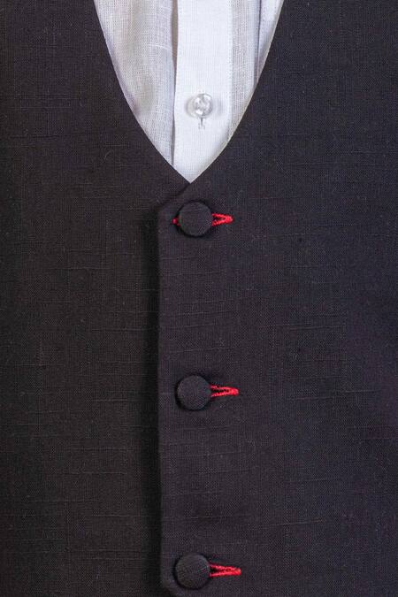 Buy_Little Stars_Black Waist Coat Pant Set _Online_at_Aza_Fashions