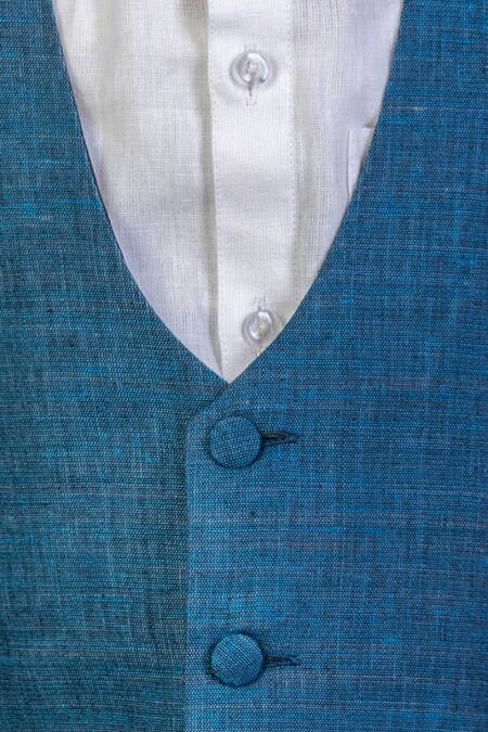 Buy_Little Stars_Blue Waist Coat Pant Set _Online_at_Aza_Fashions