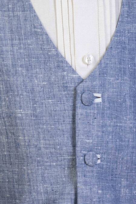 Buy_Little Stars_Blue Waist Coat Pant Set _Online_at_Aza_Fashions