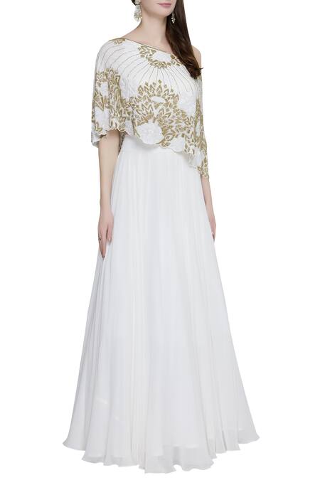 Mahima Batra White Embroidered Cape Lehenga Set Online at Aza Fashions Mahima Batra_White Embroidered Cape Lehenga Set_Online_at_Aza_Fashions