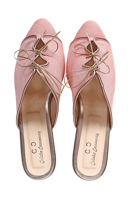 Colaba Causeway Pink Slip On Kitten Heel Sandals