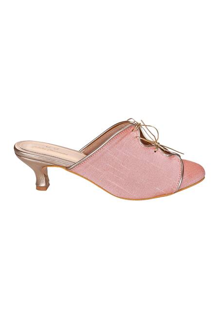 Colaba Causeway Pink Slip On Kitten Heel Sandals Online at Aza Fashions Colaba Causeway_Pink Slip On Kitten Heel Sandals_Online_at_Aza_Fashions