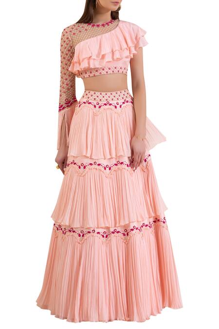Limerick By Abirr N' Nanki Pink Embroidered Lehenga Set Online at Aza Fashions Limerick By Abirr N' Nanki_Pink Embroidered Lehenga Set _Online_at_Aza_Fashions
