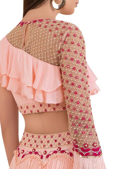 Limerick By Abirr N' Nanki Pink Embroidered Lehenga Set at Aza Fashions Limerick By Abirr N' Nanki_Pink Embroidered Lehenga Set _at_Aza_Fashions