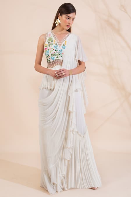 Limerick by Abirr N' Nanki Pre-Draped Peplum Saree Gown 